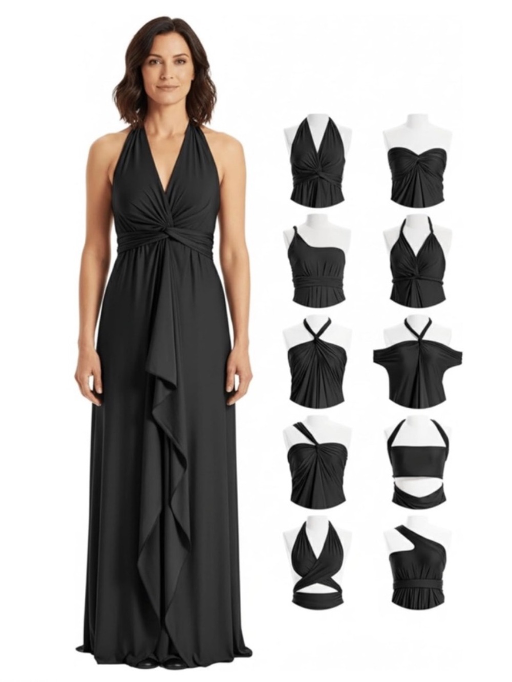 Sandset infinity dress one size Elegant Black Asymmetrical Halter Dress multiway